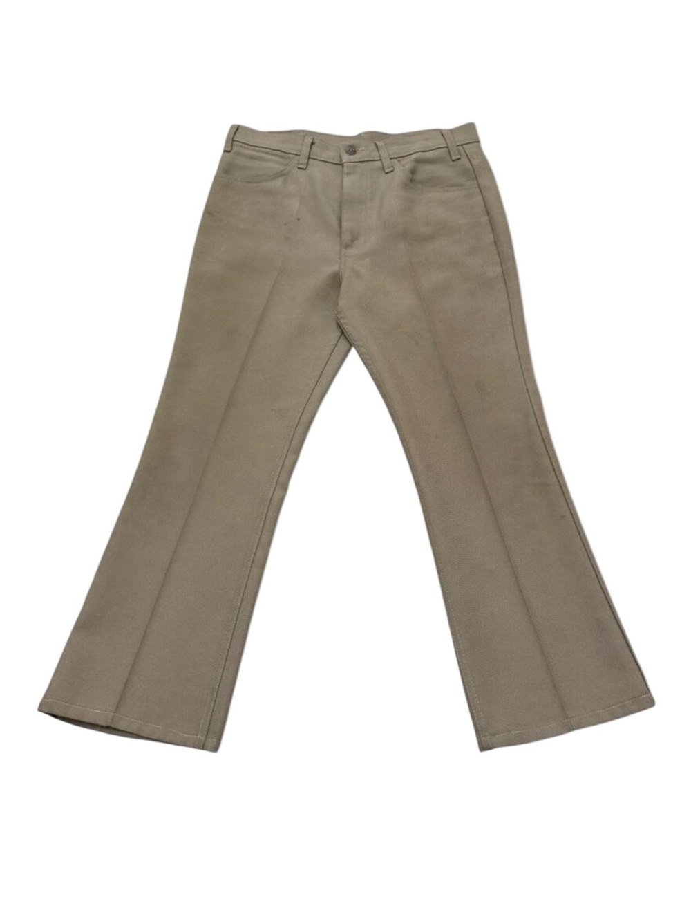 Vintage 1970s Levi’s Sta-Prest Tan Polyester Pants Flare Leg 32x28